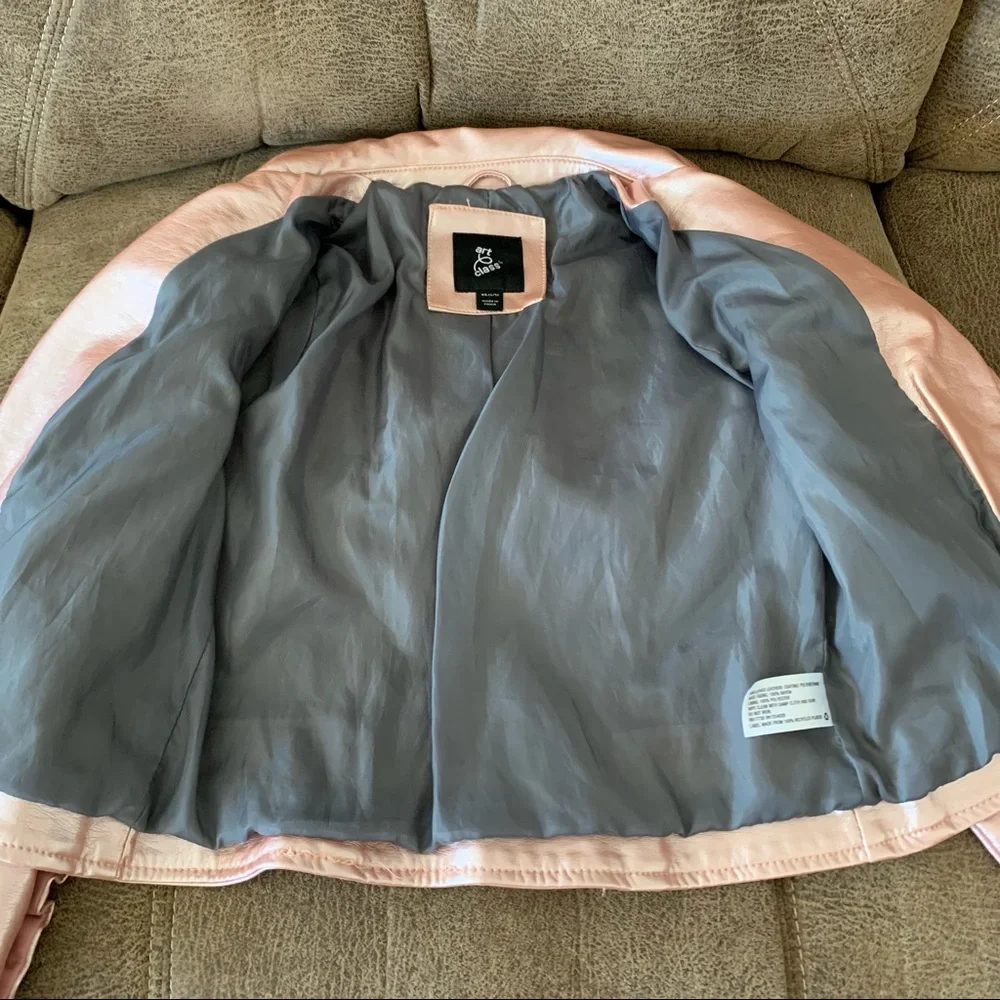 NWOT Art Class Pink Shiny Girls Ruffle Jacket XS